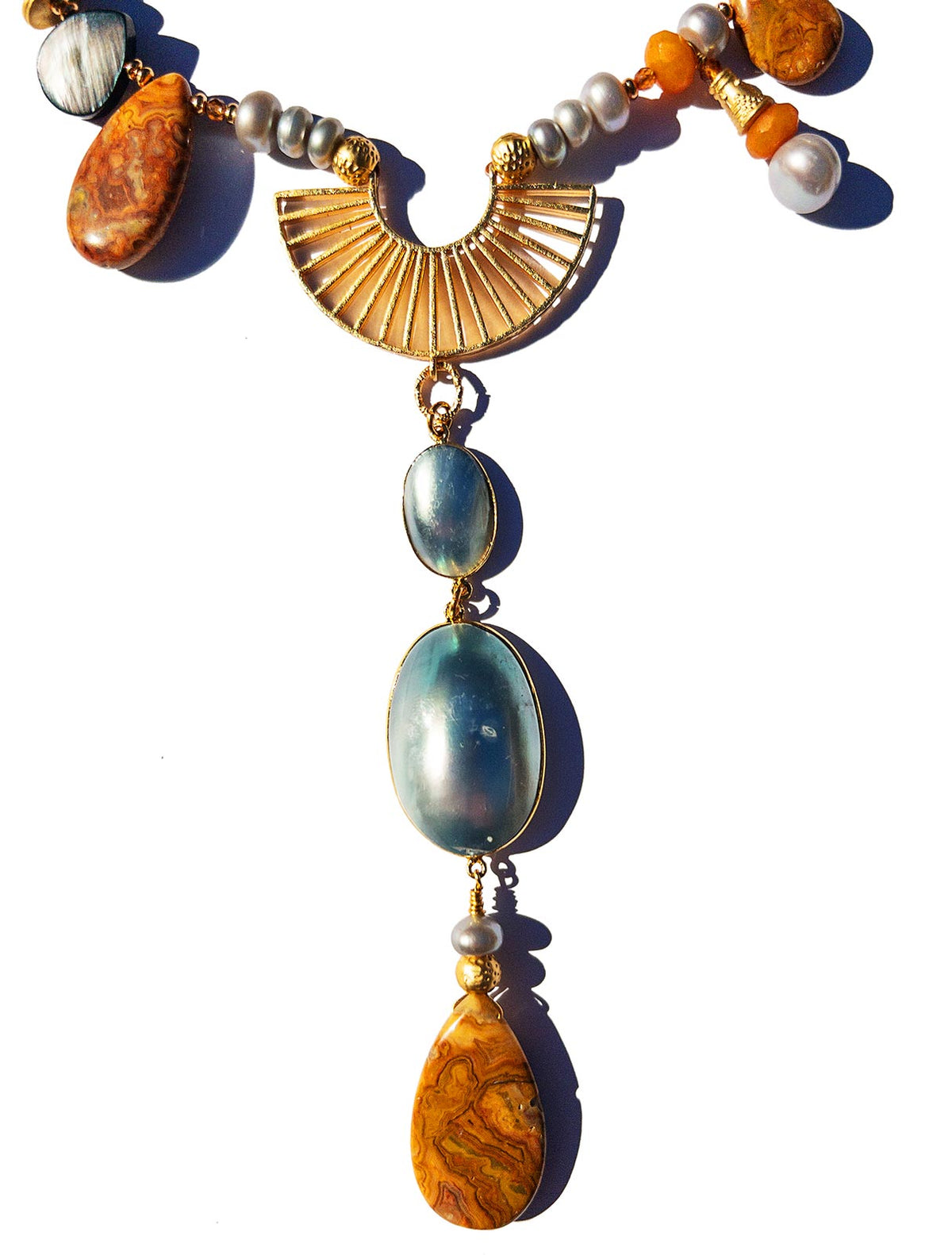 N°935  Venus Goes for a Golden Walk Statement Necklace