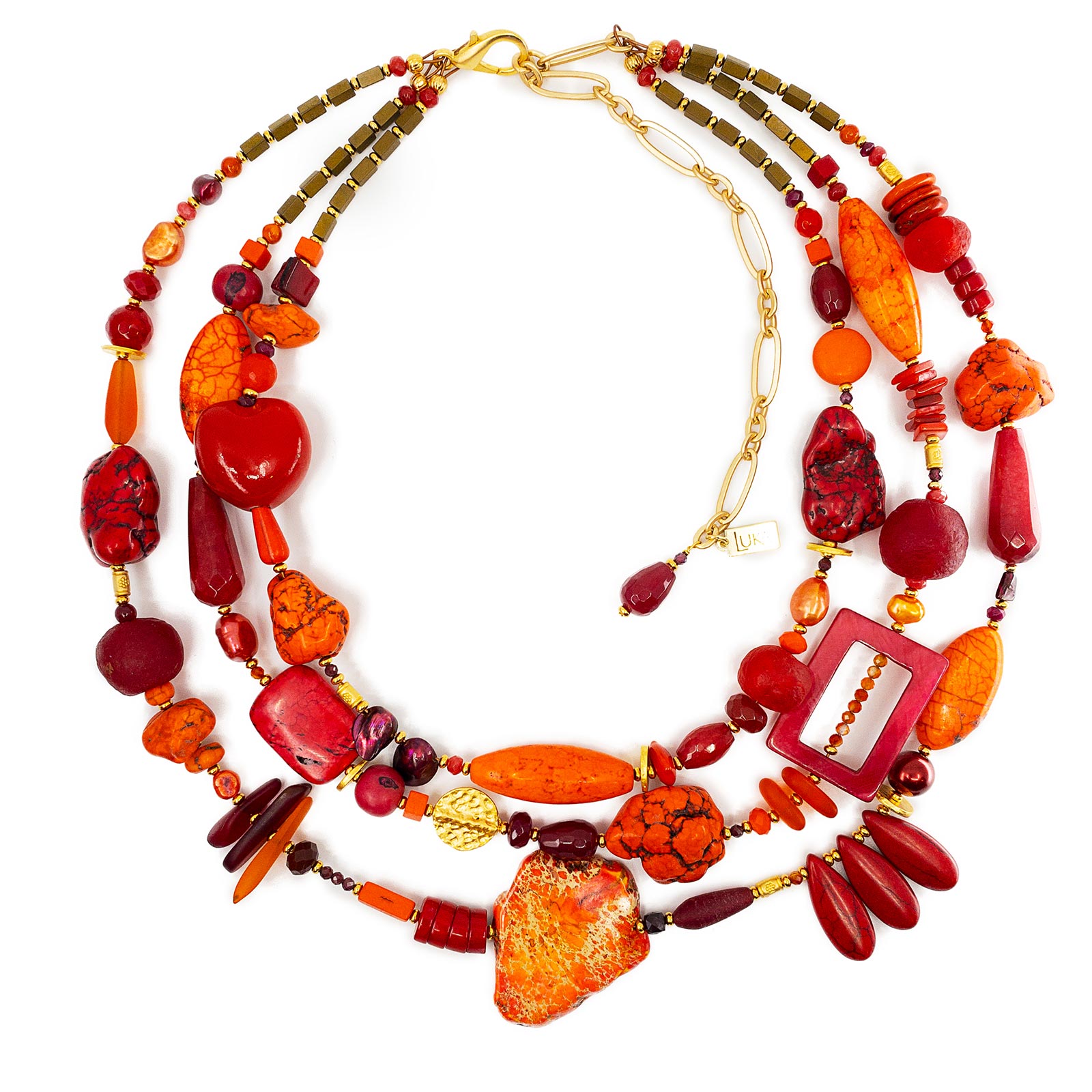 N°704 The Vivacious Redhead by the Side of the Road Statement Necklace