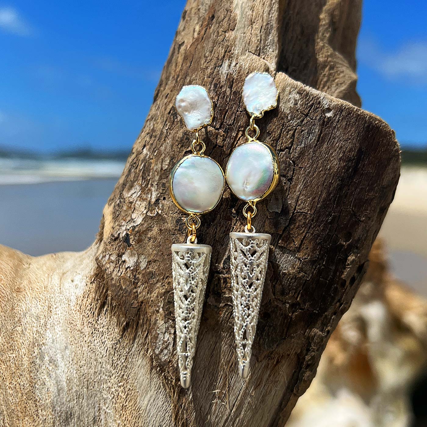 N°821  For the Love of Pearls Statement Earrings