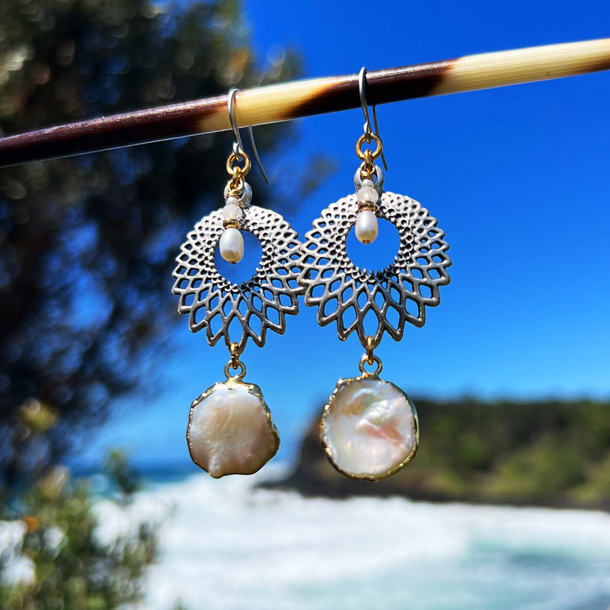 N°832  For the Love of Pearls Statement Earrings