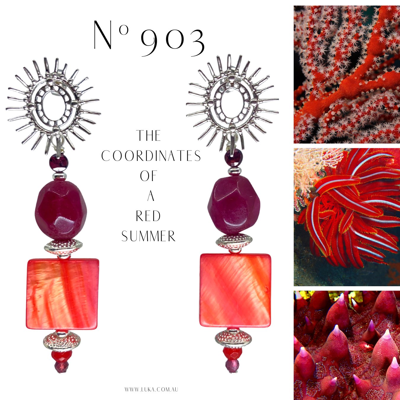 N°903 The Coordinates of a Red Summer Statement Earrings