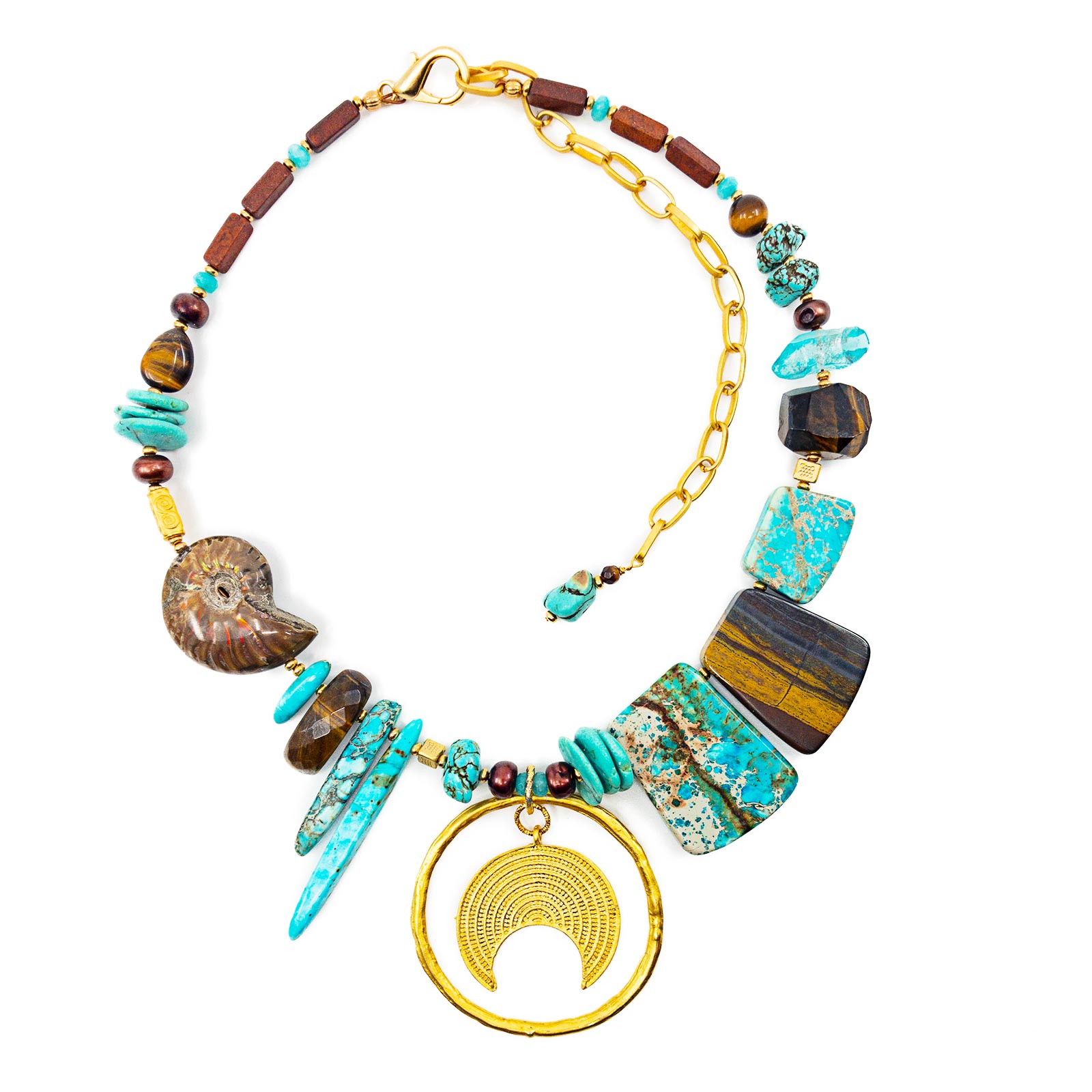 N°746 Moonlight & the Ammonite's Daughter Statement Necklace