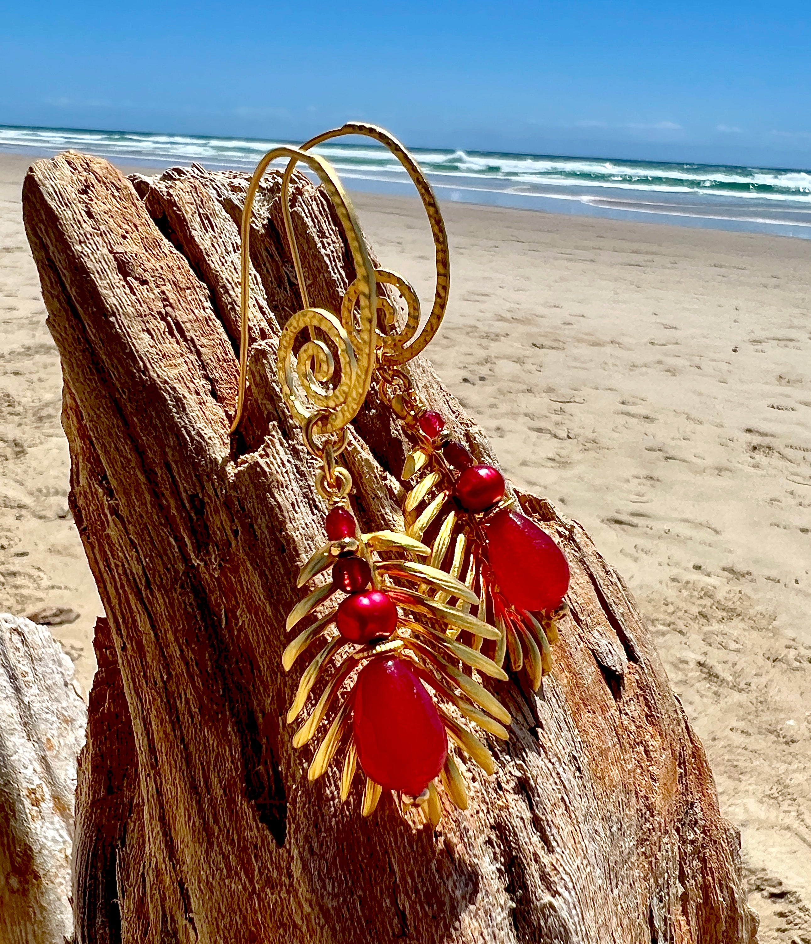 Red on sale long earrings